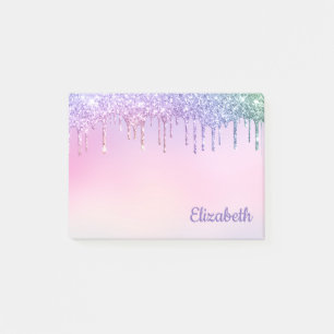Notas Post-it® Perforaciones Purpurinas de arcoiris personalizada