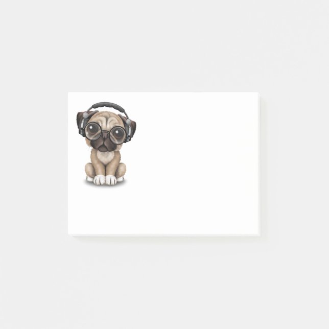 Notas Post-it® Perrito lindo adaptable DJ del barro amasado con (Anverso)