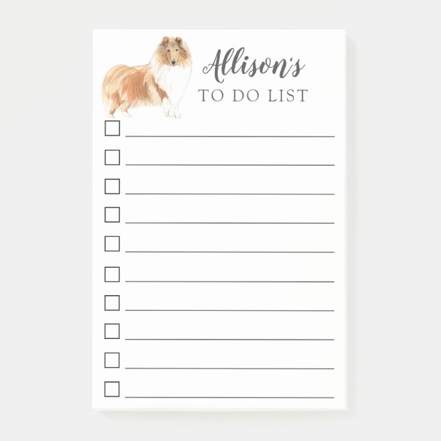 Notas Post-it® Perro áspero del collie personalizado para hacer (Anverso)