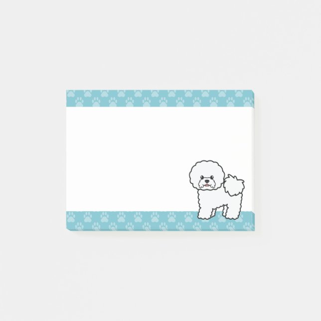 Notas Post-it® Perro Bichon Frise de dibujos animados lindo (Anverso)