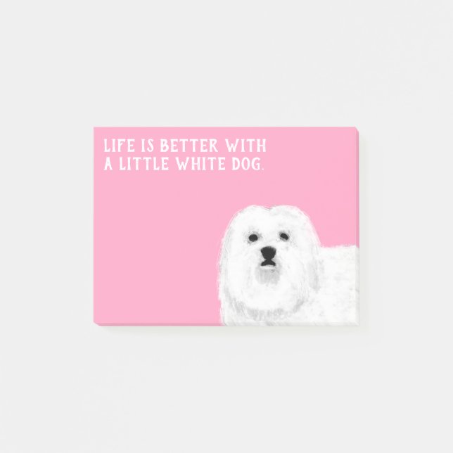Notas Post-it® Perro blanco maltés o cogote de tulear (Anverso)