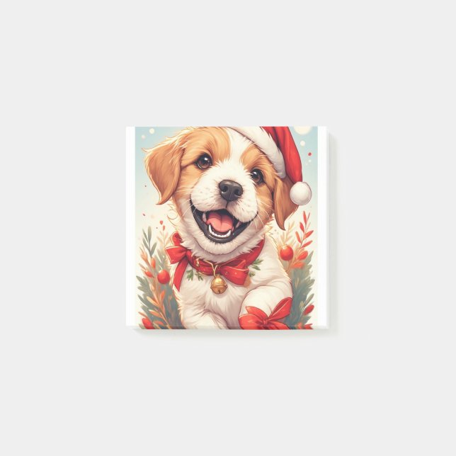 Notas Post-it® Perro blanco marrón adorable (Anverso)
