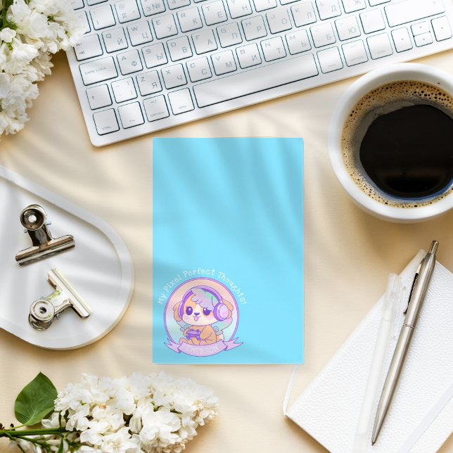 Notas Post-it® Perro Chica de Guay Kawaii Gamer en azul bebé (Subido por el creador)