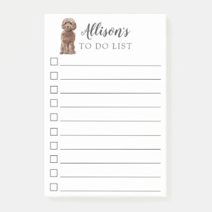 Notas Post-it® Perro Cockapoo Marrón Personalizado Para Hacer Lis