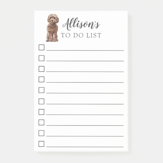 Notas Post-it® Perro Cockapoo Marrón Personalizado Para Hacer Lis (Anverso)