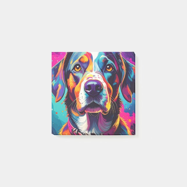 Notas Post-it® perro colorido (Anverso)