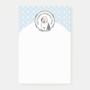 Notas Post-it® Perro Cute OES Mamá Sheepdog Inglés Viejo (Gris 1)