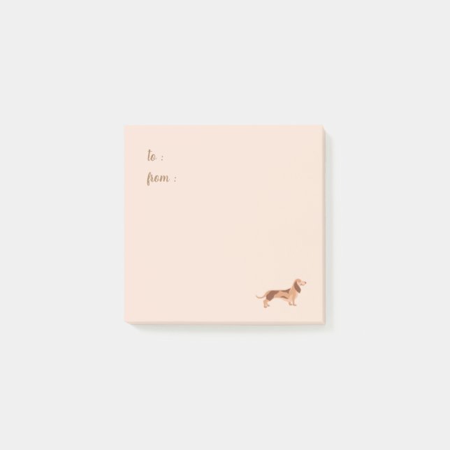 Notas Post-It®, perro Dachshund de 7,6 cm x 7,6 cm (Anverso)