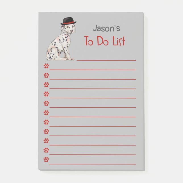 Notas Post-it® Perro dálmata con pintura Gorra (Anverso)