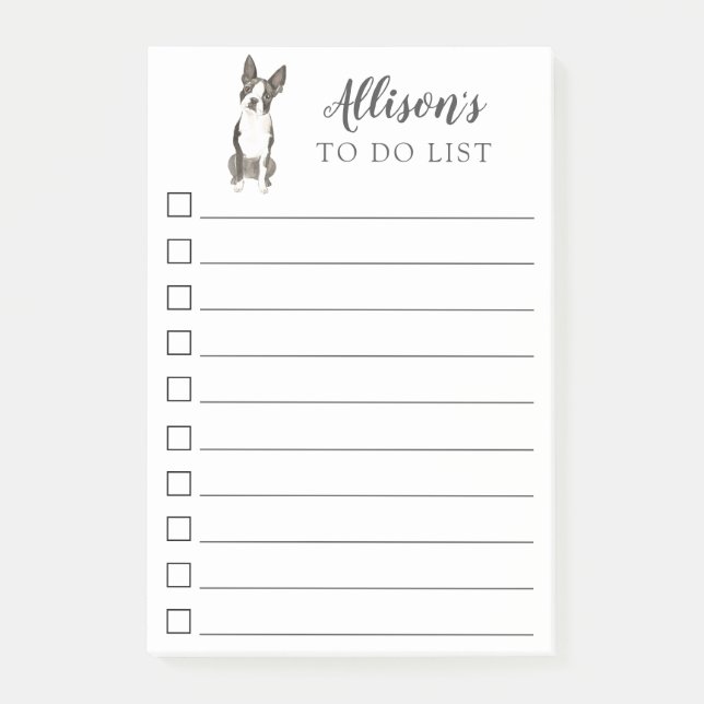 Notas Post-it® Perro de Boston Terrier personalizado para hacer (Anverso)