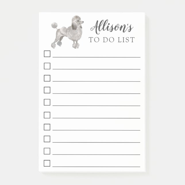 Notas Post-it® Perro de caniche gris personalizado para hacer la (Anverso)