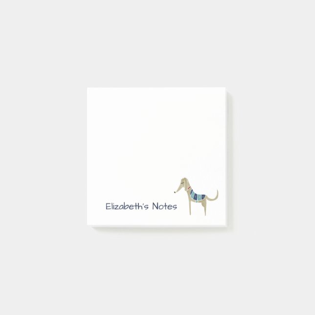 Notas Post-it® Perro de caricatura de Greyhound cubierto (Anverso)