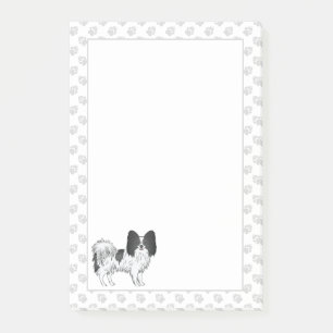 Notas Post-it® Perro De Dibujos Animados Papillon Blanco Y Negro 