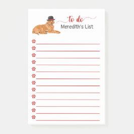 Notas Post-it® Perro de Golden Retriever con pintura Gorra para h