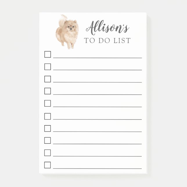 Notas Post-it® Perro de Pomeranian personalizado para hacer la (Anverso)