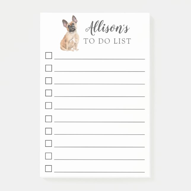 Notas Post-it® Perro del bulldog francés personalizado para hacer (Anverso)