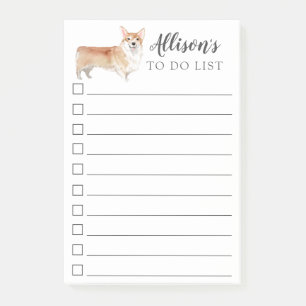 Notas Post-it® Perro del Corgi personalizado para hacer la lista