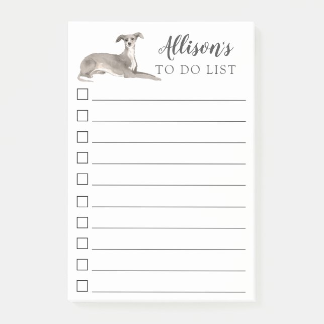 Notas Post-it® Perro del galgo italiano personalizado para hacer (Anverso)