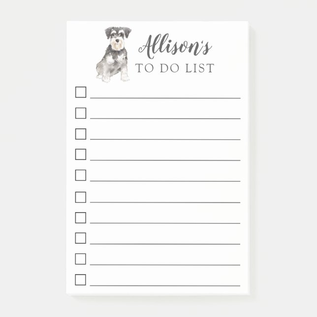 Notas Post-it® Perro del Schnauzer miniatura personalizado para (Anverso)