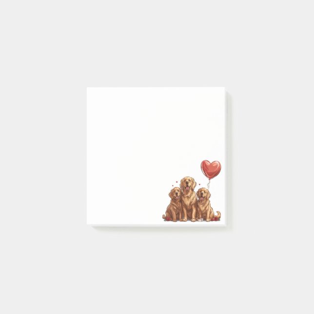 Notas Post-it® Perro día de San Valentín Golden Retriever (Anverso)