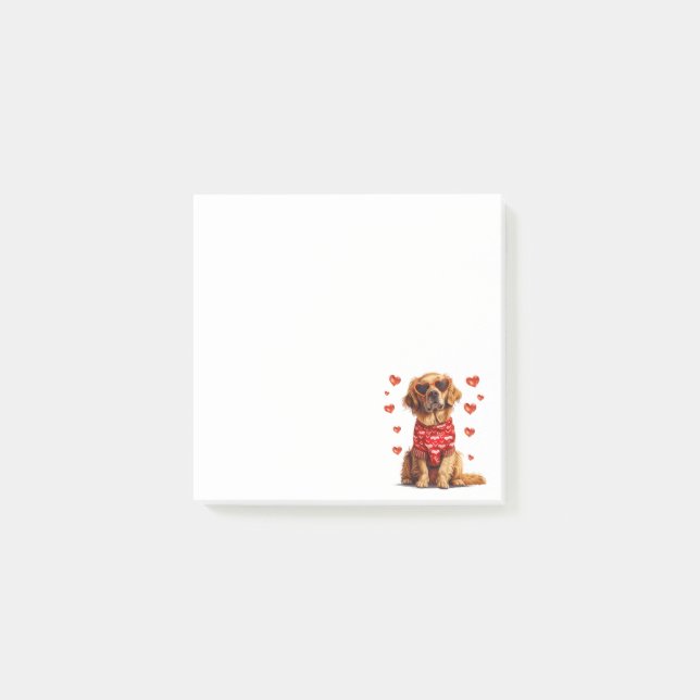 Notas Post-it® Perro día de San Valentín Golden Retriever (Anverso)
