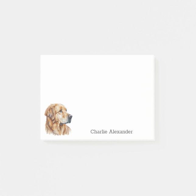Notas Post-it® Perro Golden Retriever simple moderno personalizad (Anverso)