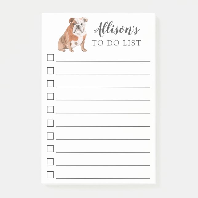 Notas Post-it® Perro inglés del bulldog personalizado para hacer (Anverso)
