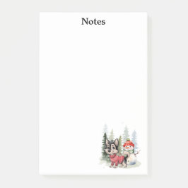 Notas Post-it® Perro lindo, muñeco de nieve y nombre personalizad