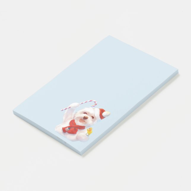 Notas Post-it® Perro navidad con candy cane (En perspectiva)
