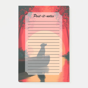 Notas Post-it® Perro negro de Labrador minimalista al atardecer