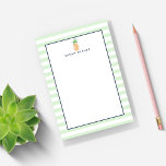 Notas Post-it® Perro paro piña personalizado<br><div class="desc">El diseño incluye un ilustracion de piña acuarela,  un guarnecido marino y un fondo de rayas blancas y verdes pálidas. Personaliza con un nombre o texto de tu elección. Accesorios de coordenadas disponibles en nuestra tienda.</div>