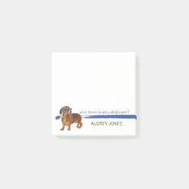 Notas Post-it® Perro pequeño de Dachshund con gafas azules