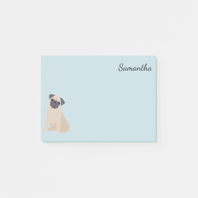 Notas Post-it® Perro Pug Fawn Cute personalizado (Anverso)