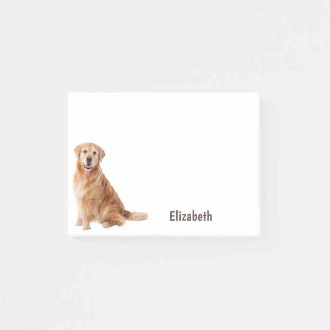 Notas Post-it® Perro Retriever Dorado Lindo Nombre Personalizado (Anverso)