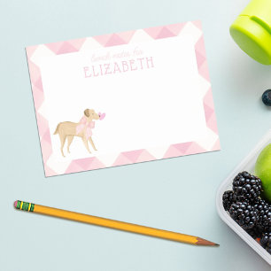 Notas Post-it® Perro rosado de Gingham con Personalizado Bow Kids