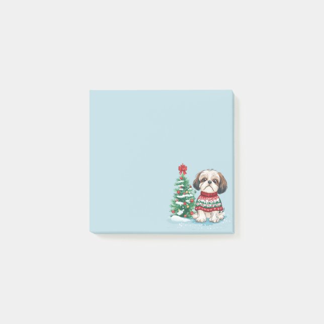 Notas Post-it® Perro Santa Shih Tzu Navidad (Anverso)