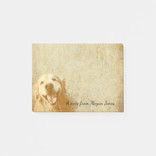 Notas Post-it® Perro sonriente del golden retriever en colores