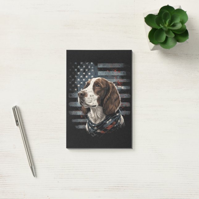 Notas Post-it® Perro Springer Spaniel Bandera Americana (Oficina)