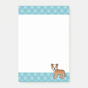 Notas Post-it® Perro Staffordshire Bull Terrier Rojo Y Blanco