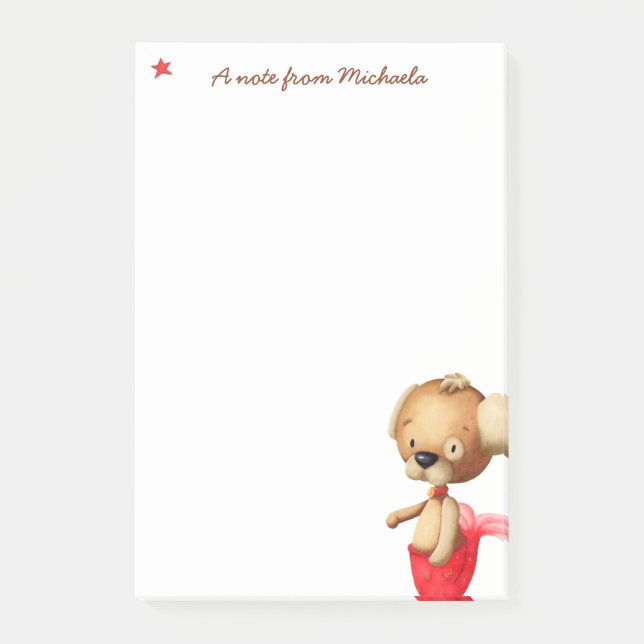 Notas Post-it® Perro único con cola de sirena personalizado (Anverso)