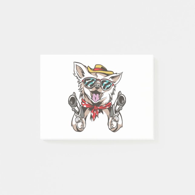 Notas Post-it® Perro Vaquero Divertido (Anverso)