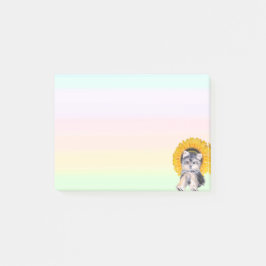 Notas Post-it® Perro y girasol de Yorkshire en colores pasteles