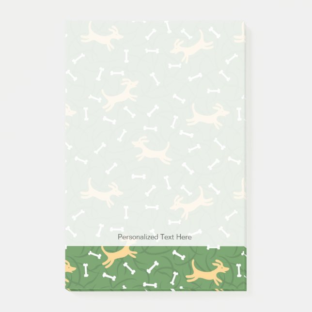 Notas Post-it® perros afortunados con antecedentes de huesos (Anverso)