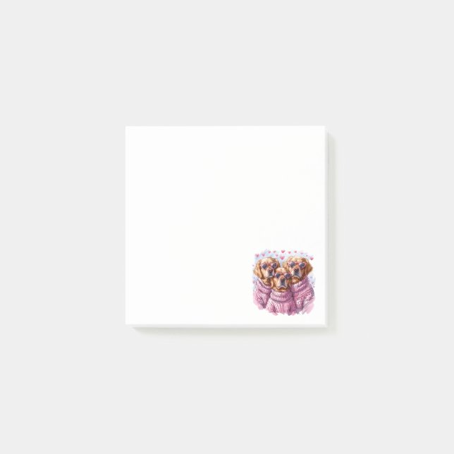 Notas Post-it® Perros del día de San Valentín Golden Retriever (Anverso)