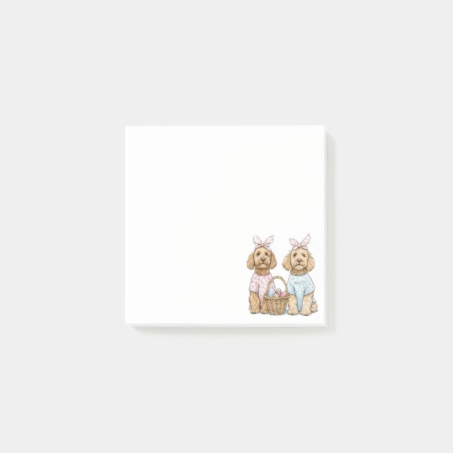 Notas Post-it® Perros Goldendoodle de Pascua (Anverso)