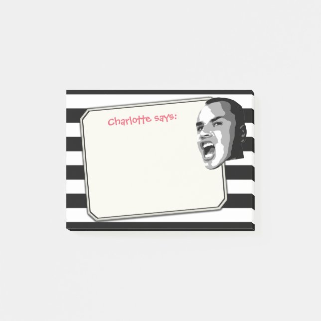 Notas Post-it® Persona que grita en rayas negras en cualquier (Anverso)