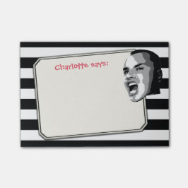 Notas Post-it® Persona que grita en rayas negras en cualquier