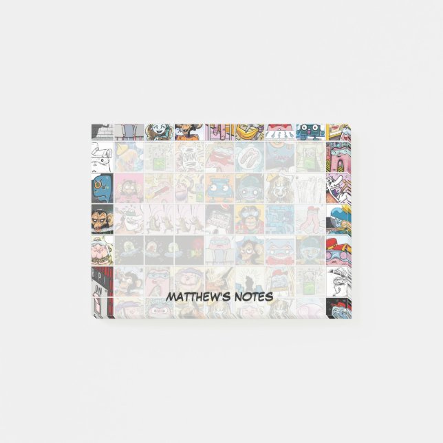 Notas Post-it® Personajes de Cómic Divertidos Patrón Personalizad (Anverso)