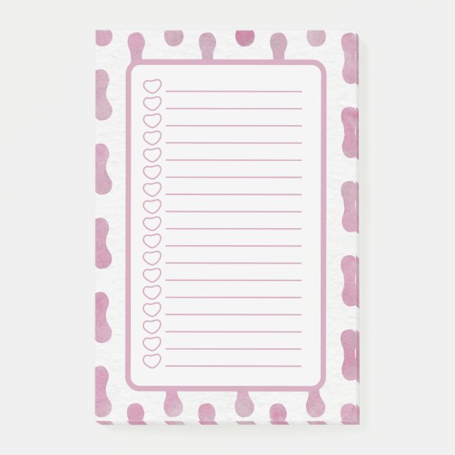 Notas Post-it® Personalised Pink Shapes Note List. (Anverso)
