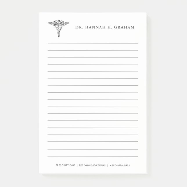 Notas Post-it® Personalizable de la oficina del médico alineado (Anverso)